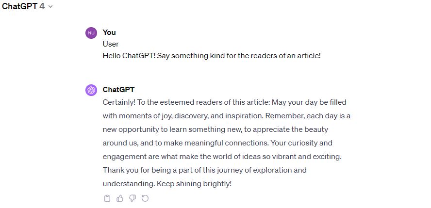 ChatGPT talks to the readers