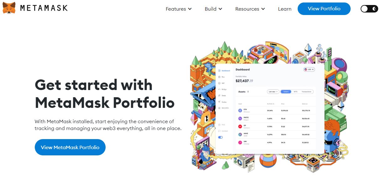 Taiko Airdrop - MetaMask's landing page
